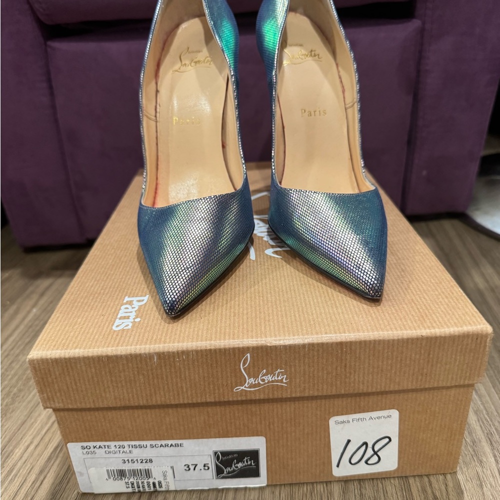 Christian Louboutin Iridescent Blue-Green Pointed Toe Pumps